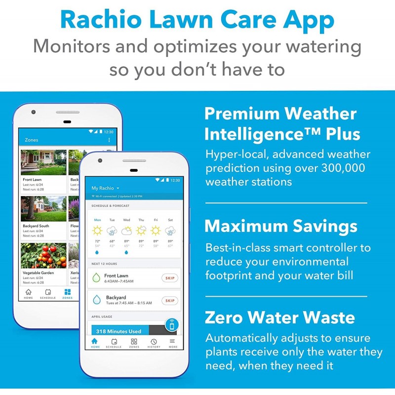Rachio 3 Smart Sprinkler Controller, 8 Zone 3rd Generation, Alexa and Apple HomeKit Compatible with Hyperlocal Weather Intelligence Plus and Rain, Freeze and Wind Skip