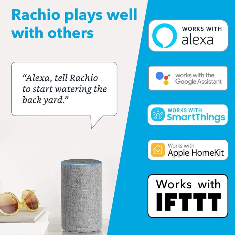 Rachio 3 Smart Sprinkler Controller, 8 Zone 3rd Generation, Alexa and Apple HomeKit Compatible with Hyperlocal Weather Intelligence Plus and Rain, Freeze and Wind Skip