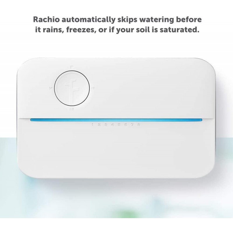 Rachio 3 Smart Sprinkler Controller, 8 Zone 3rd Generation, Alexa and Apple HomeKit Compatible with Hyperlocal Weather Intelligence Plus and Rain, Freeze and Wind Skip