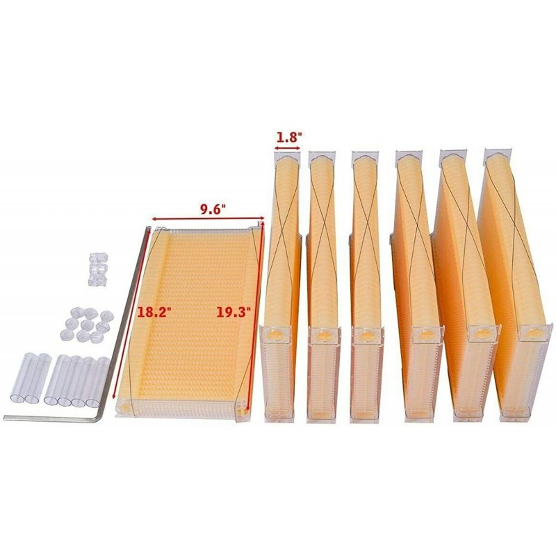 Tberar Wooden Flow Hive Beehive House kit with 7Pcs Auto Beehive Frame Comb, Beekeeping Wooden House Beehive Boxes, Beehives and Supplies Starter Kit for Beekeepers