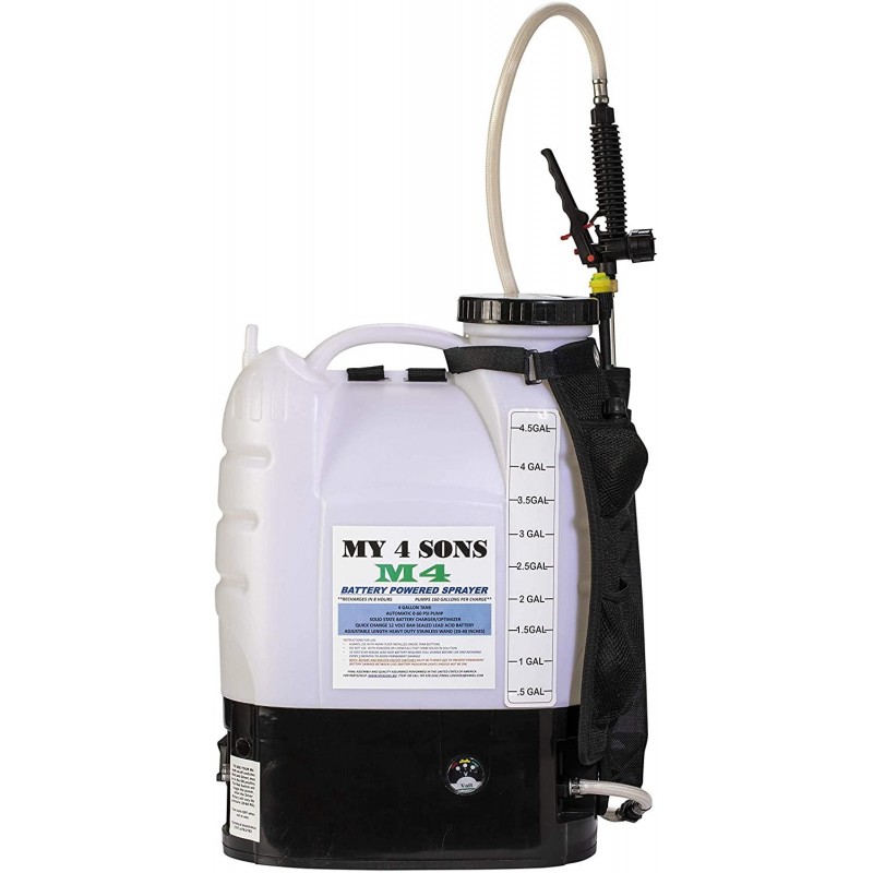 M4 MY4SONS 4-Gallon Battery-Powered Backpack Sprayer, Multipurpose, Battery & Charger Included