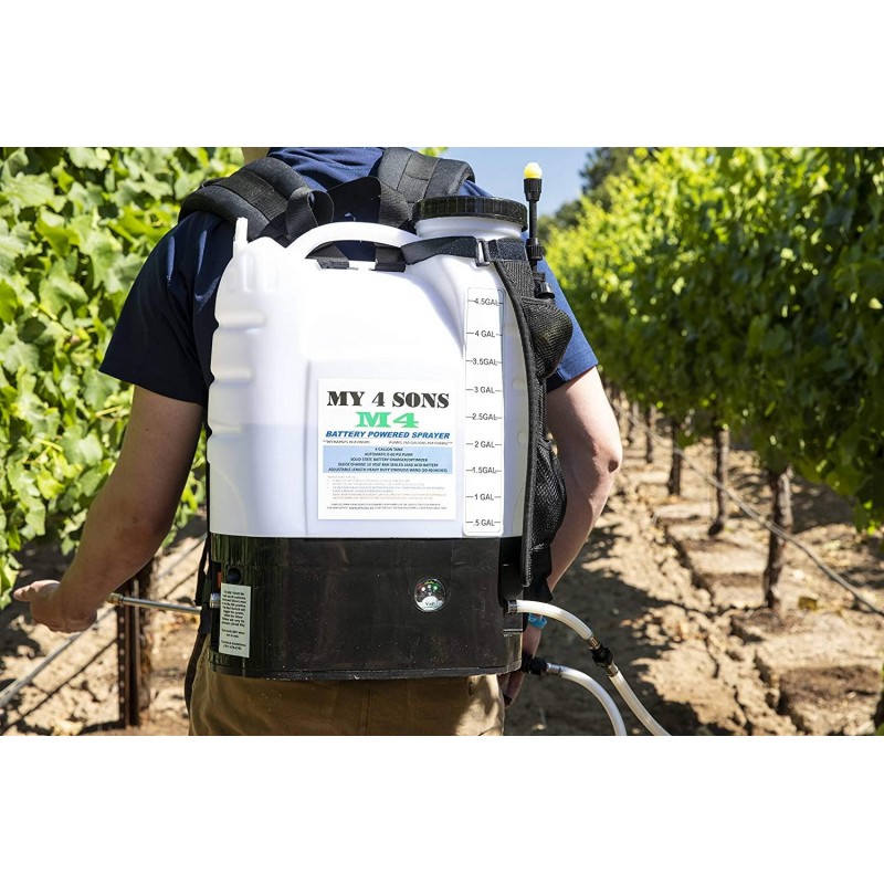 M4 MY4SONS 4-Gallon Battery-Powered Backpack Sprayer, Multipurpose, Battery & Charger Included