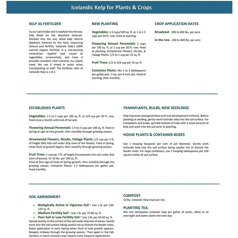 Thorvin Organic Icelandic Kelp Meal - Loaded With Nutrients That Support Your Livestock Or Pet & A Natural Seaweed Fertilizer For Plants, 50lbs.