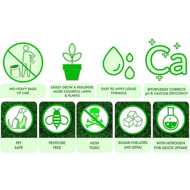 Nature’s Lawn & Garden - Liquid Calcium - Liquid Lime Acidic Soil Amendment to Raise Soil pH, Non-Toxic, Pet-Safe (4 Gallon Bundle)