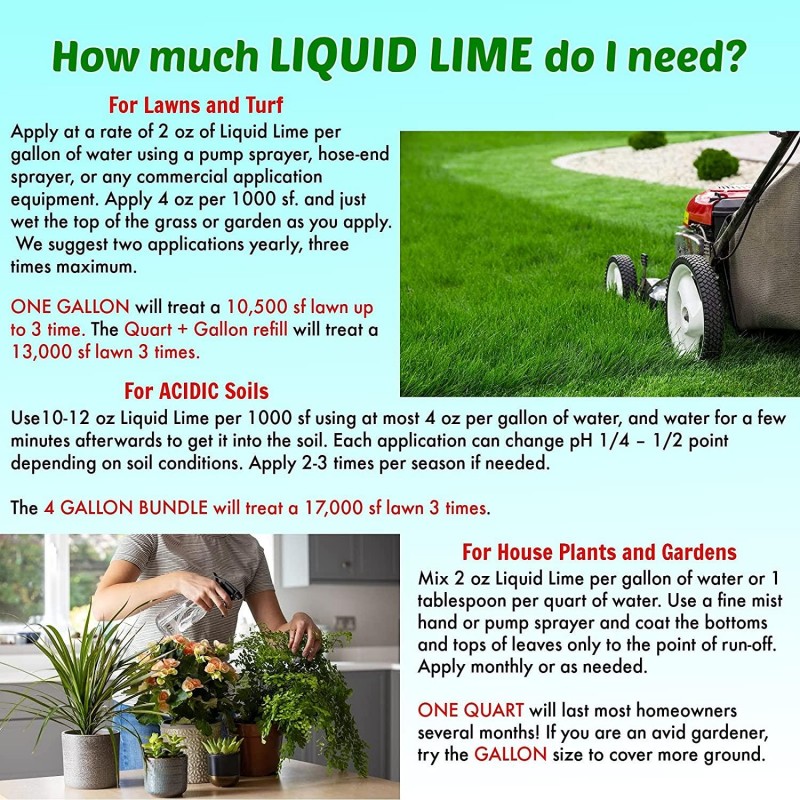 Nature’s Lawn & Garden - Liquid Calcium - Liquid Lime Acidic Soil Amendment to Raise Soil pH, Non-Toxic, Pet-Safe (4 Gallon Bundle)
