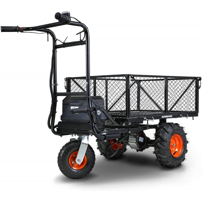 SuperHandy Utility Service Cart Power Wagon Wheelbarrow Electric 48V DC Li-Ion Powered 500Lbs Load and 1000Lbs+ Hauling Capacity Farm and Garden All Purpose Modular Cargo Bed
