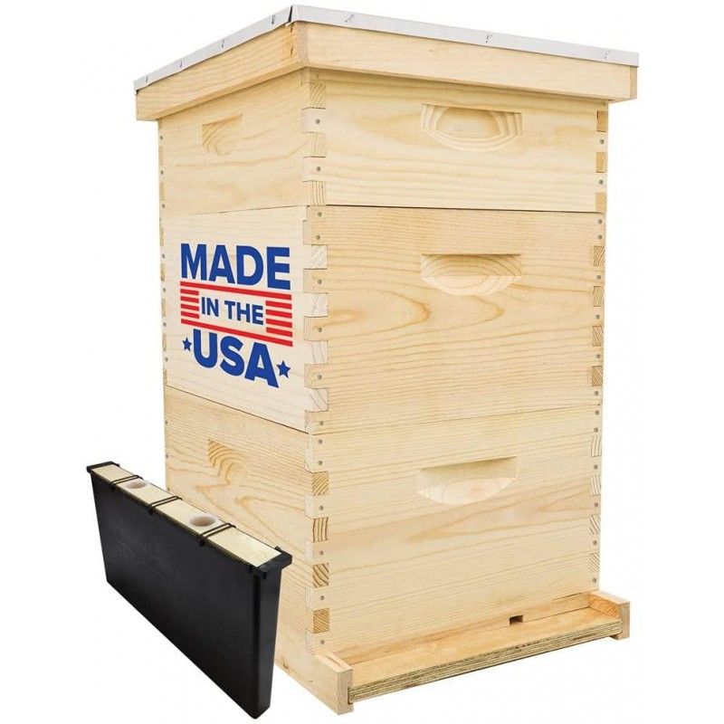 10 Frame Hive Kit Includes Wooden Frames & Waxed Rite-Cell Foundation (2 Deep Boxes, 1 Medium Box)
