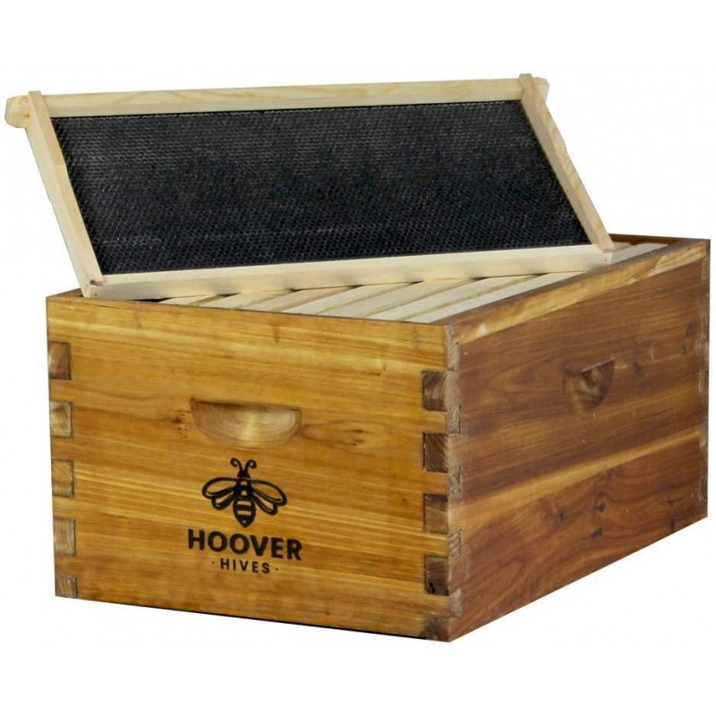 Hoover Hives 8 Frame Beehive Kit - Dipped in 100% Beeswax Includes Wooden Frames & Waxed Foundations (2 Deep Boxes, 1 Medium Box)
