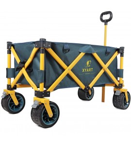 XYART Collapsible Wagon Cart Utility Folding Carts Heavy Duty for Outdoor Camping Beach Garden with Big Wheels Dark Green Yellow XL XYART Collapsible Wagon Cart Utility Folding Carts Heavy Duty for Outdoor Camping Beach Garden with Big Wheels Dark Green Yellow XL