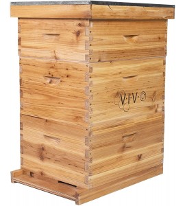 VIVO Complete Beekeeping 30 Frame Beeswax Coated Beehive Box Kit with Top Vents, 10 Medium, 20 Deep, Langstroth Bee Hive, BEE-HV04C
