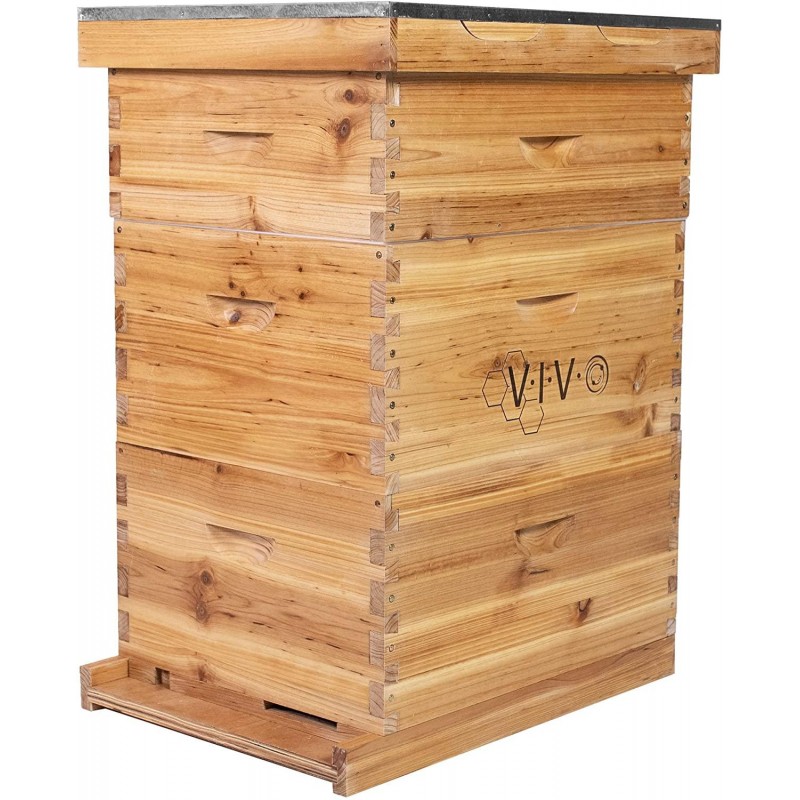 VIVO Complete Beekeeping 30 Frame Beeswax Coated Beehive Box Kit with Top Vents, 10 Medium, 20 Deep, Langstroth Bee Hive, BEE-HV04C