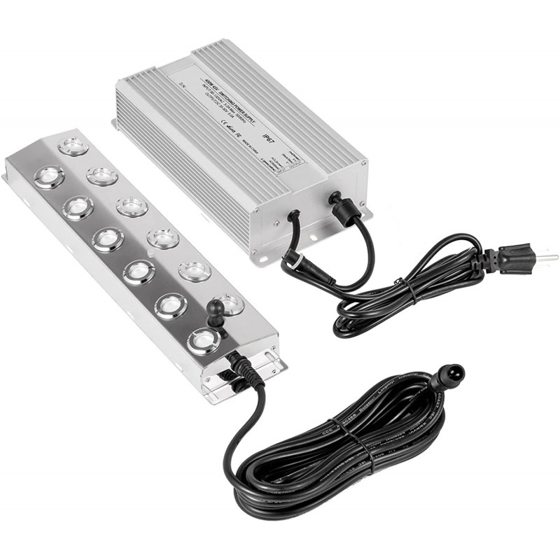 Happybuy Mist Maker 12 Head Ultrasonic Mist Fogger with Waterproof Power Supply Ultrasonic Fogger Humidifier Stainless Steel Pond Mister Fogger 7kg/h