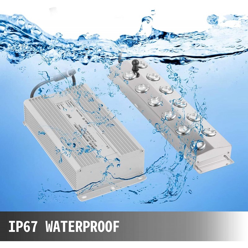 Happybuy Mist Maker 12 Head Ultrasonic Mist Fogger with Waterproof Power Supply Ultrasonic Fogger Humidifier Stainless Steel Pond Mister Fogger 7kg/h
