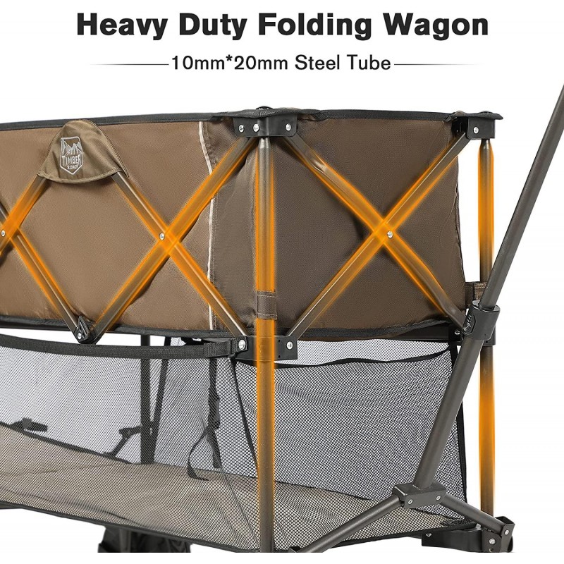 TIMBER RIDGE Folding Double Decker Wagon, Heavy Duty Collapsible Wagon Cart with 54