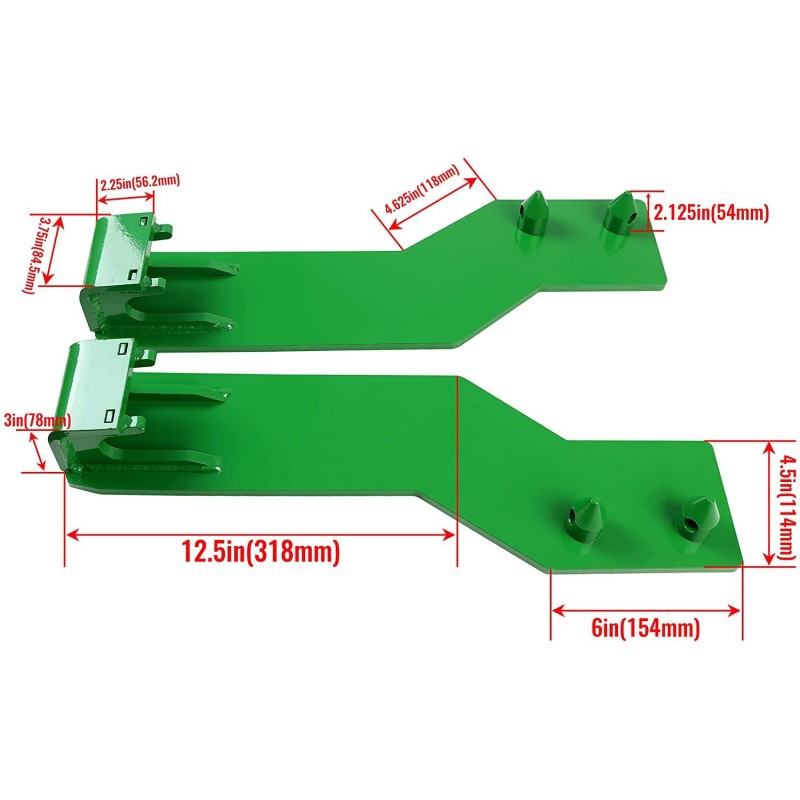 Steel Tractor Loader Quick Tach Weld On Mounting Brackets Compatible with John Deere Tractor Loaders(Top Pin Fits 200, 300, and 400 Series Loaders,Bottom Pin Fits 500 Series Loaders)