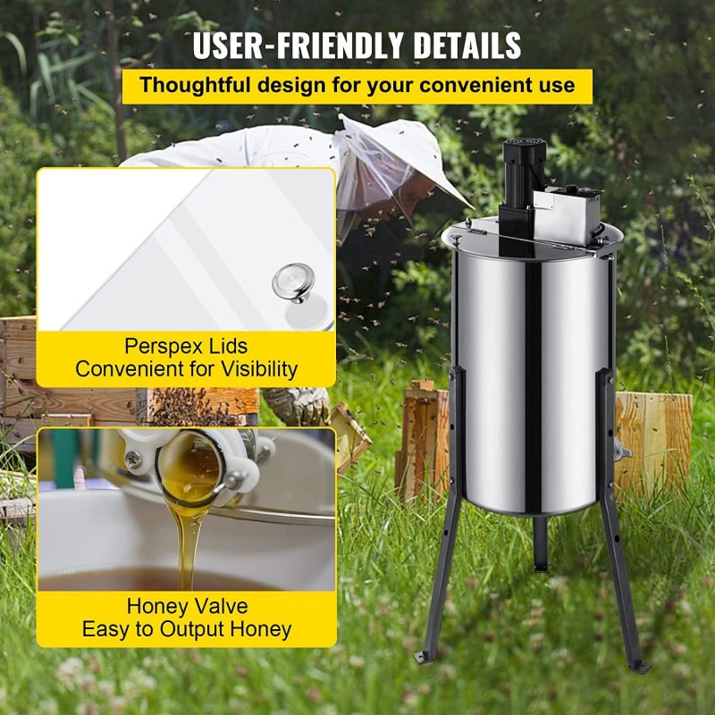BestEquip Electric Honey Extractor 3 Frame Bee Extractor Stainless Steel Honey Spinner with Stand Beekeeping Equipment