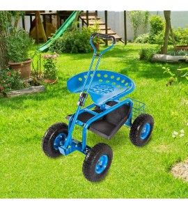 Garden Cart Rolling Scooter with Extendable Steer Handle Heavy Duty Scooter Gardening Planting