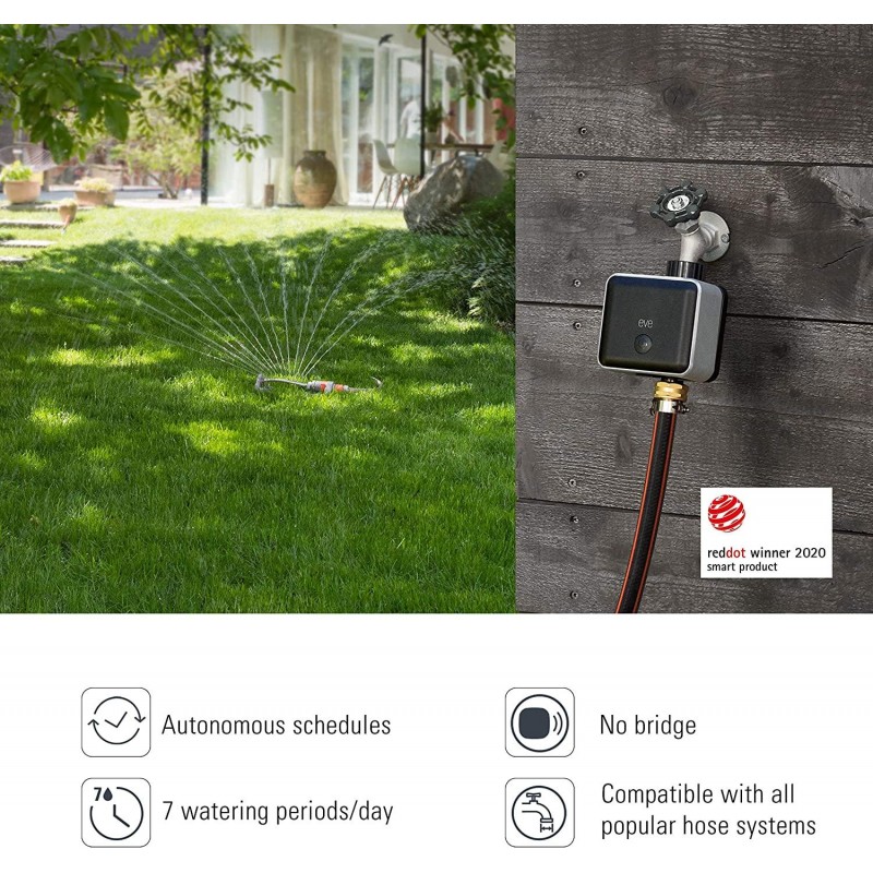 Eve Aqua – Apple HomeKit Smart Home, Smart Water Controller for Sprinkler or Irrigation System, Automate with Schedules, Bluetooth and Thread, App Compatibility