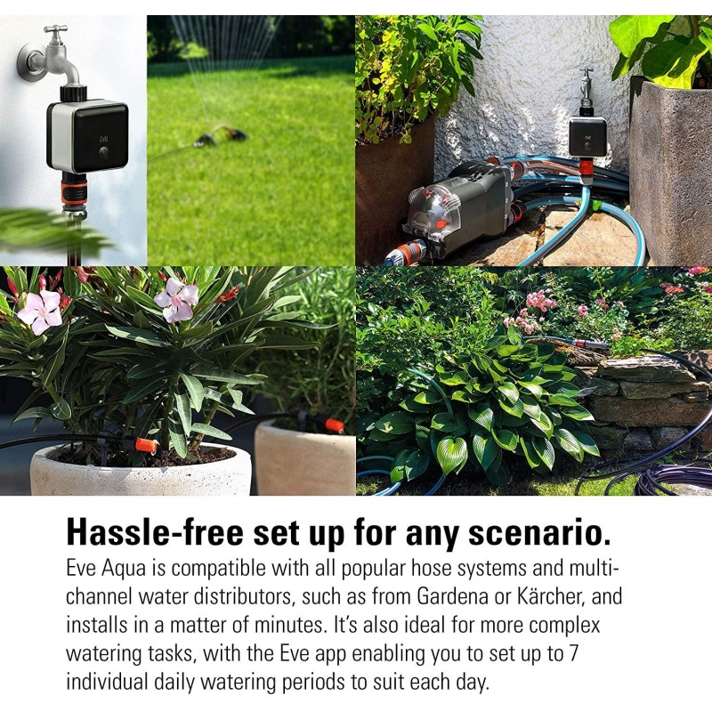 Eve Aqua – Apple HomeKit Smart Home, Smart Water Controller for Sprinkler or Irrigation System, Automate with Schedules, Bluetooth and Thread, App Compatibility