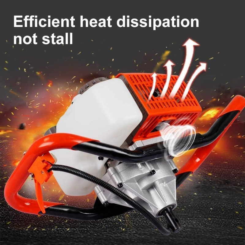 ECO LLC 63cc Auger Post Hole Digger 3.4HP 2 Stroke Petrol Gas Powered Earth Digger with 4 Auger Drill Bits (4“ 6