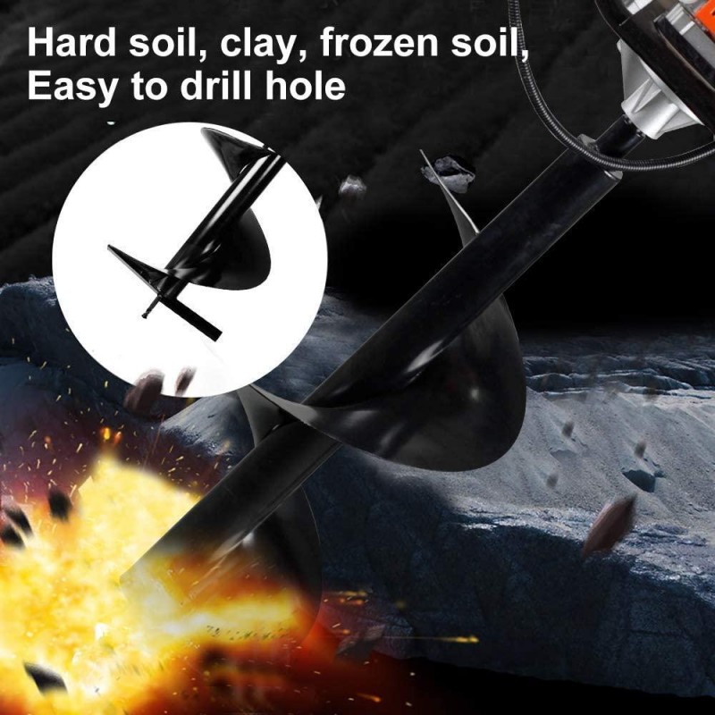 ECO LLC 63cc Auger Post Hole Digger 3.4HP 2 Stroke Petrol Gas Powered Earth Digger with 4 Auger Drill Bits (4“ 6