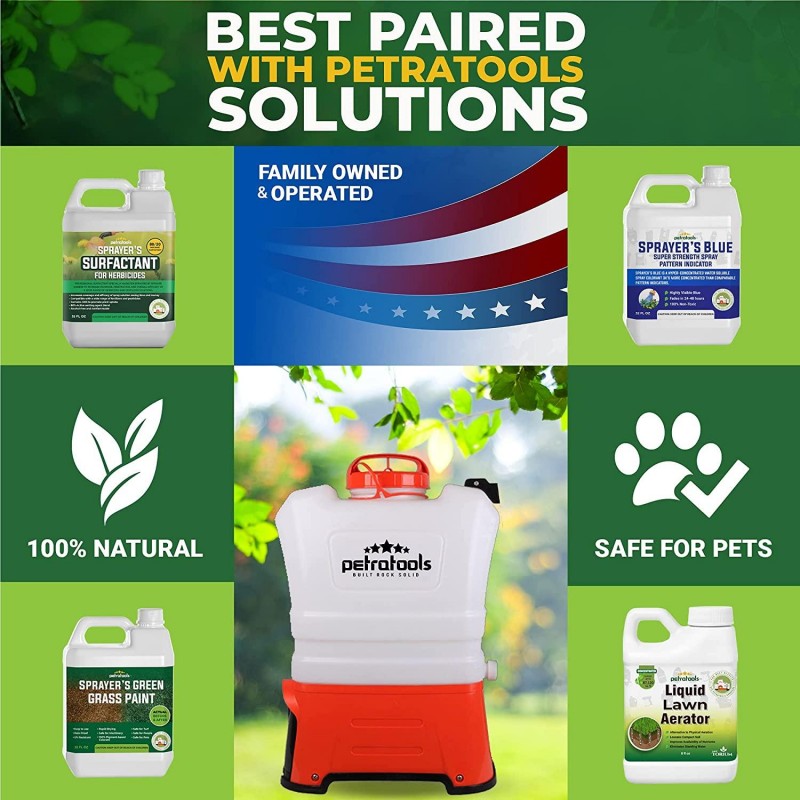 PetraTools 4 Gallon Tank Backpack Sprayer - Professional Electric Battery Powered Backpack Sprayer - HD4050 for Lawn and Garden, Weeds, Fertilizer - Multiple Nozzles