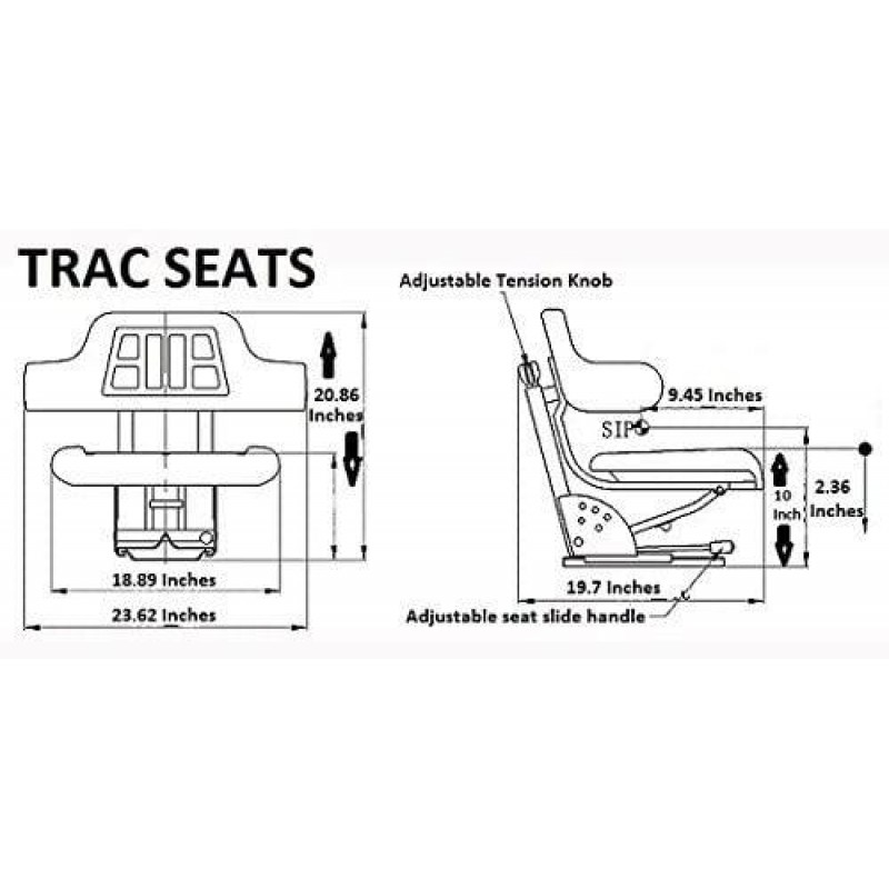 Black Waffle Style TRAC SEATS Brand Tractor Suspension SEAT with TILT FITS Massey Ferguson 231 234 234H 234S 235 240 245 250 255 265 270 274 275 285 (Fast Ship - Delivers in 1-4 Business Days)