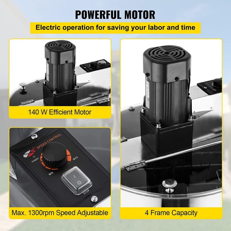 VEVOR, 4 Frame Electric Honey Extractor
