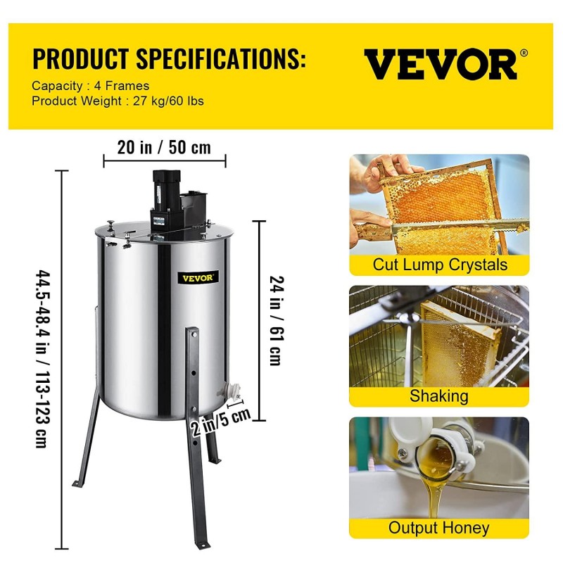 VEVOR, 4 Frame Electric Honey Extractor