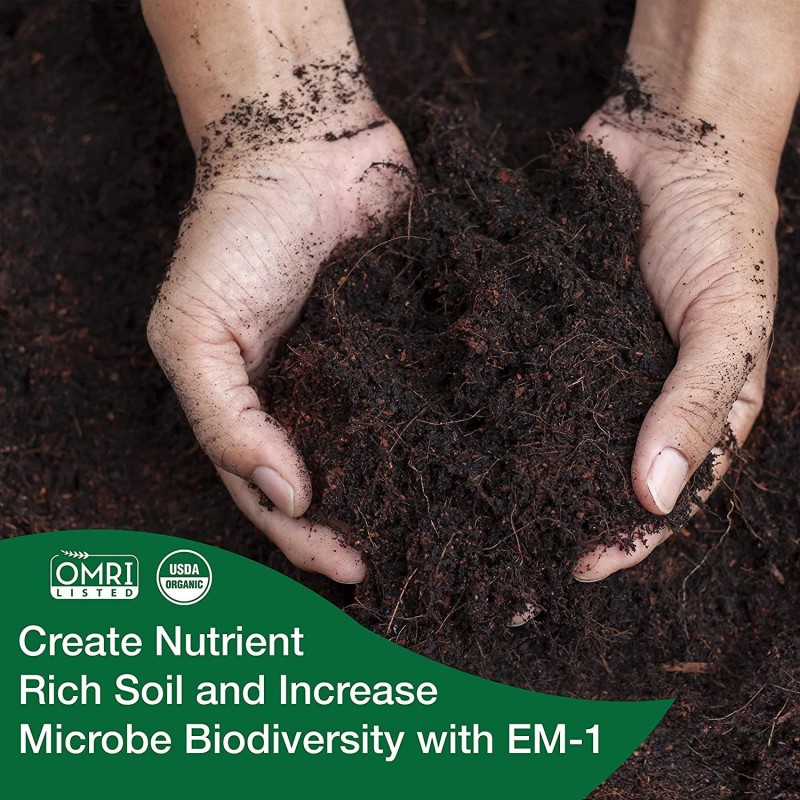 TeraGaniX EM-1 - Certified Organic Microbial Inoculant - Plants & Soil | Nontoxic Active Probiotic Conditioner for Lawn Care | Eliminate Foul Odors & Improve Water Quality (1 Gallon 2-Pack)