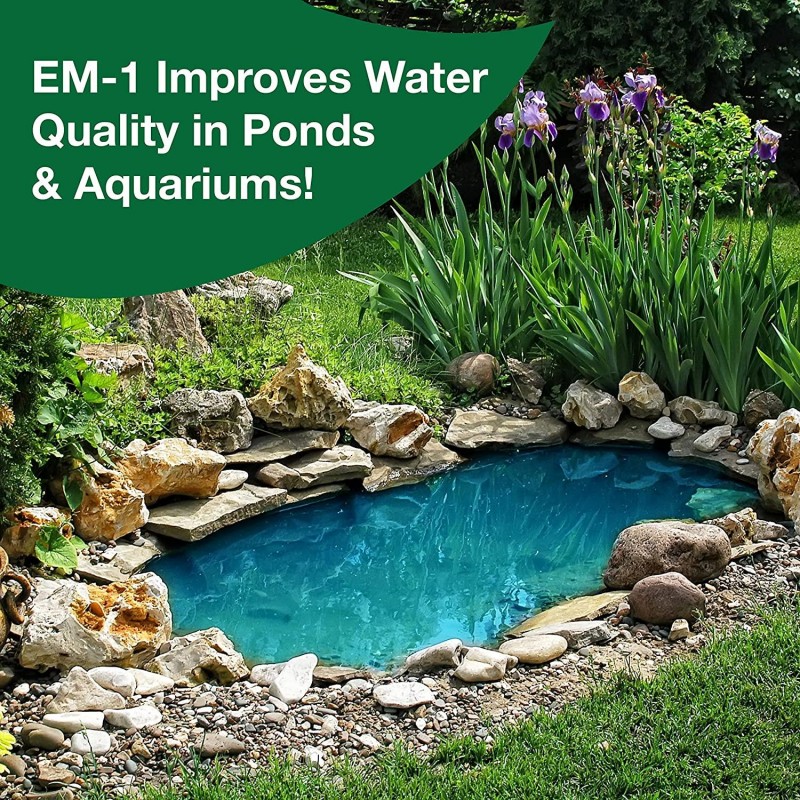 TeraGaniX EM-1 - Certified Organic Microbial Inoculant - Plants & Soil | Nontoxic Active Probiotic Conditioner for Lawn Care | Eliminate Foul Odors & Improve Water Quality (1 Gallon 2-Pack)