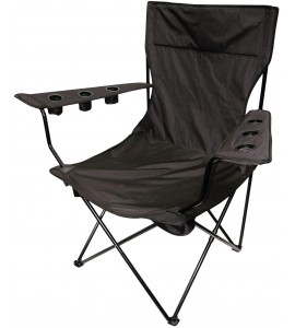 Creative Outdoor Kingpin Folding Chair | Extra Large King-Size Camping Seat | Multiple Cupholders | Black