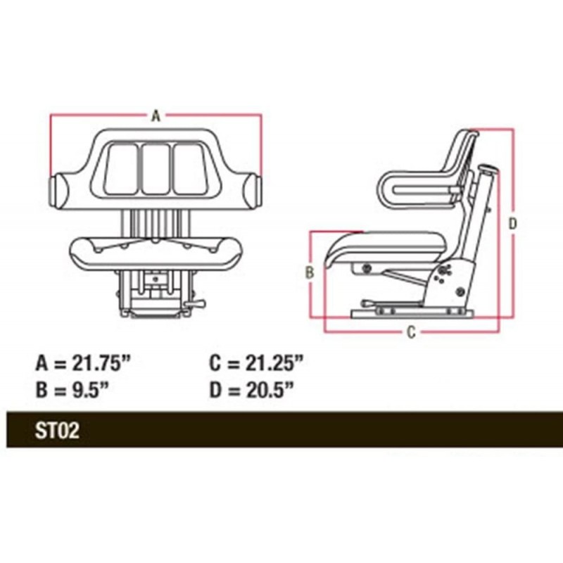 New Black Universal Tractor Seat Susp w/ Base & Tracks Ford New Holland Case-IH
