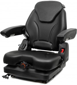 TICSEA Highback Low Suspension Tractor Seat,Adjustable Backrest Headrest and Slide Rails Forklift seat,Adjustable Armrests Shock Absorber Heavy Duty for Excavator Harvester (with Adjustable armrests)