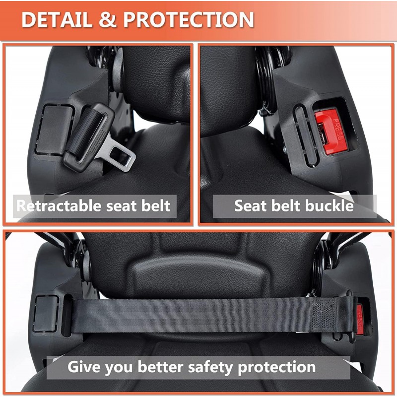 TICSEA Highback Low Suspension Tractor Seat,Adjustable Backrest Headrest and Slide Rails Forklift seat,Adjustable Armrests Shock Absorber Heavy Duty for Excavator Harvester (with Adjustable armrests)