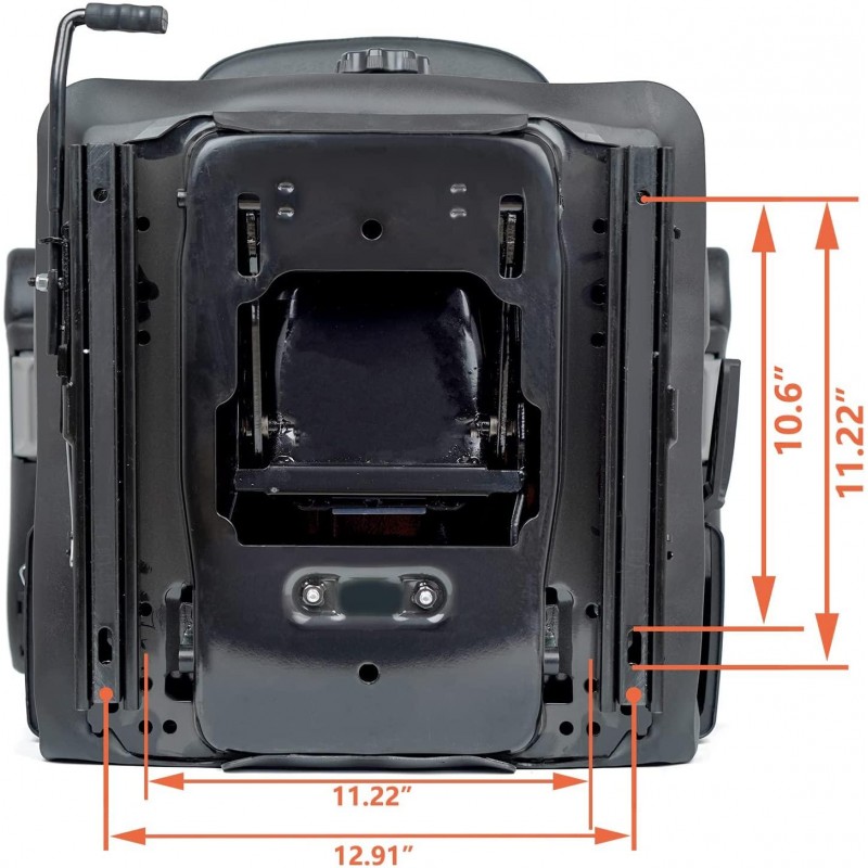 TICSEA Highback Low Suspension Tractor Seat,Adjustable Backrest Headrest and Slide Rails Forklift seat,Adjustable Armrests Shock Absorber Heavy Duty for Excavator Harvester (with Adjustable armrests)