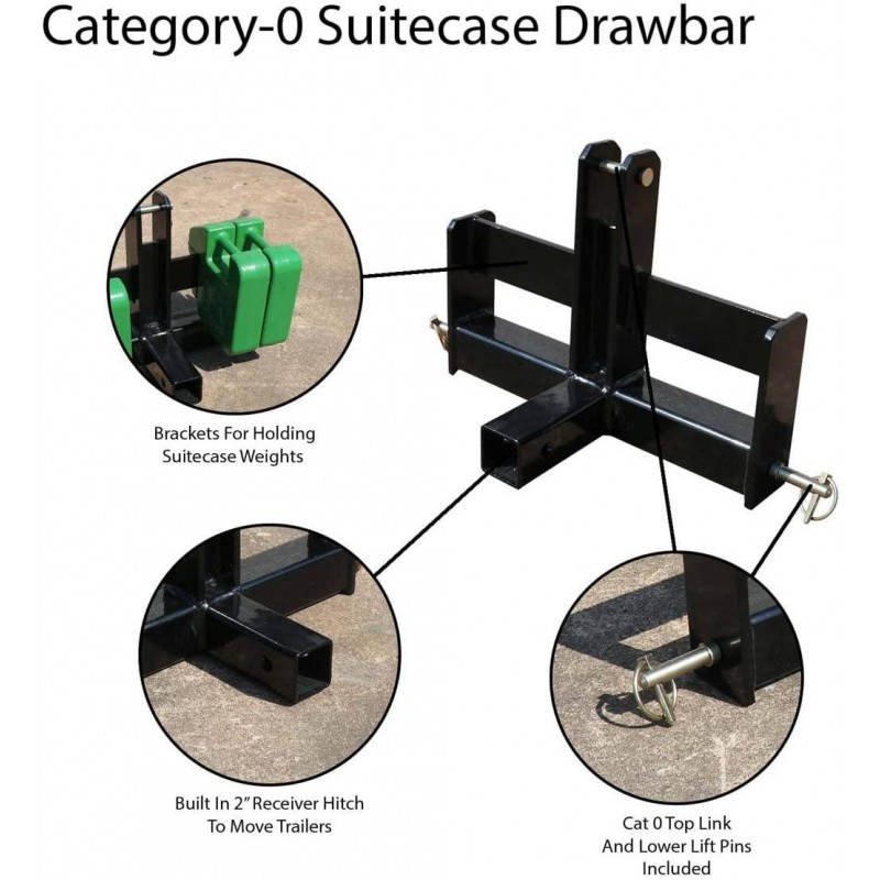 Titan Attachments Tractor Drawbar Suitcase with Weight Brackets 2