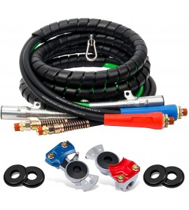 YiaChuii 15 FT Semi Air Hose Airline with Glad Hand, 3 in 1 ABS Semi Truck Air Line Kit 4 PCS Gladhand Seals Air Lines for Tractor Trailer