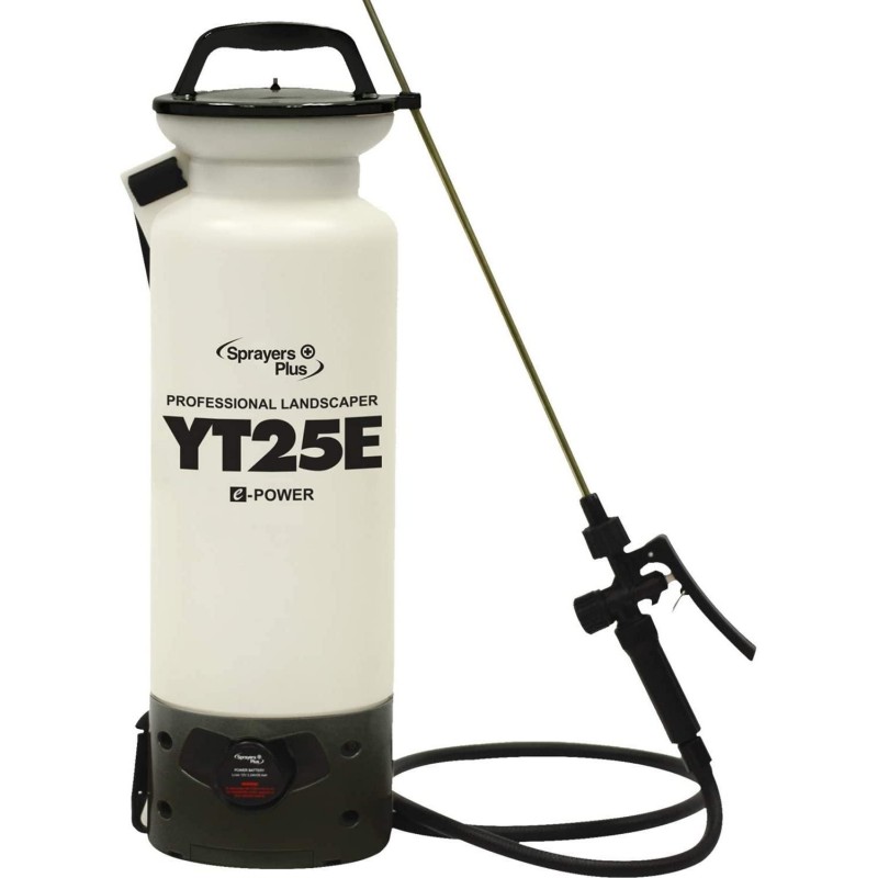 Sprayers Plus YT25E Battery Sprayer - 12V Lithium-ion with Viton Seals & O-Ring, Brass Wand & Nozzle & Shoulder Strap, 2 Gallon