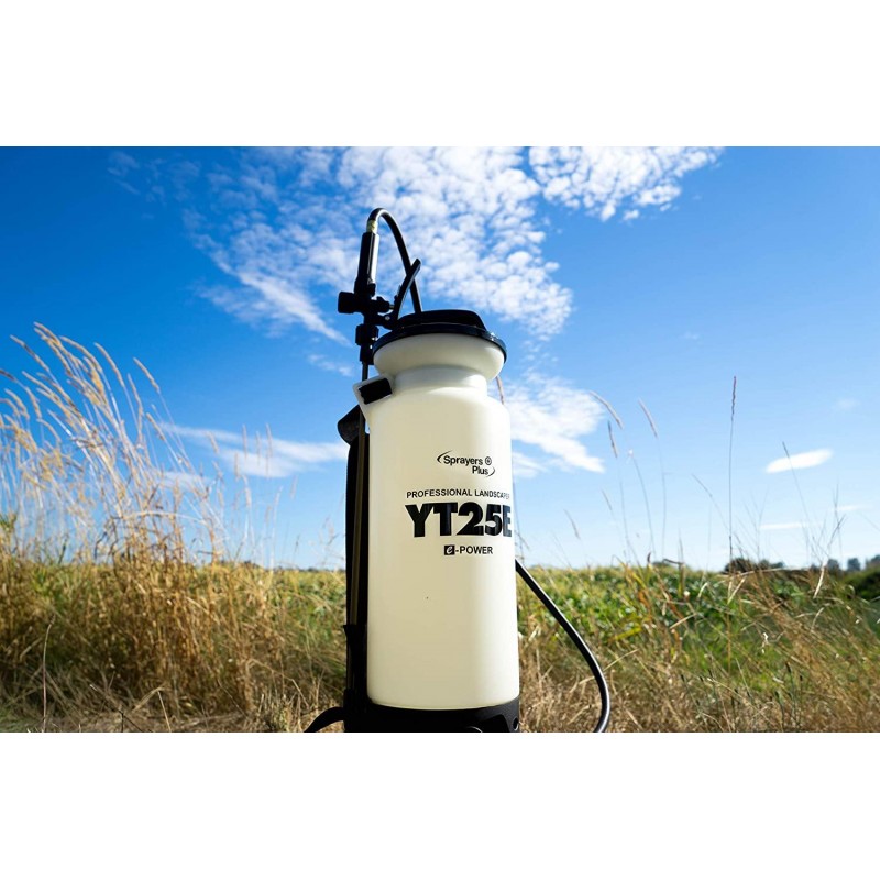 Sprayers Plus YT25E Battery Sprayer - 12V Lithium-ion with Viton Seals & O-Ring, Brass Wand & Nozzle & Shoulder Strap, 2 Gallon