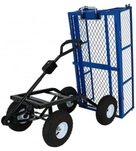 Sunnydaze Utility Steel Dump Garden Cart, Outdoor Lawn Wagon with Removable Sides, Heavy-Duty 660 Pound Capacity, Blue