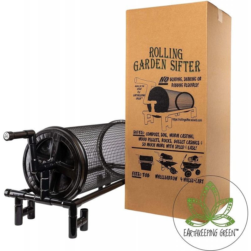Rolling Garden Sifter with 1/4 in. Screen- Heavy Duty