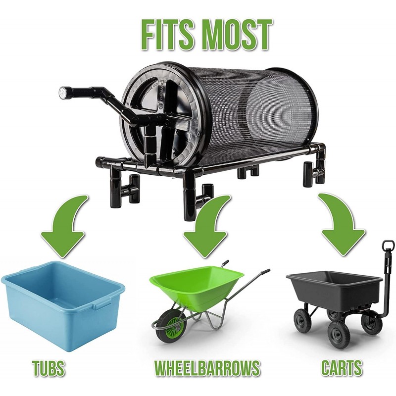 Rolling Garden Sifter with 1/4 in. Screen- Heavy Duty