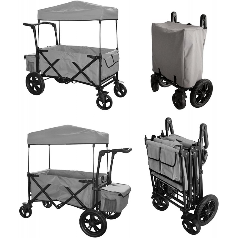 Novalife Heavy Duty Sport Outdoor Collapsible Folding Utility Wagon Cart Canopy with Brakes
