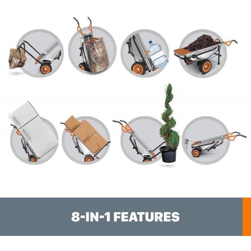 WORX WG050 Aerocart 8-in-1 Yard Cart / Wheelbarrow / Dolly