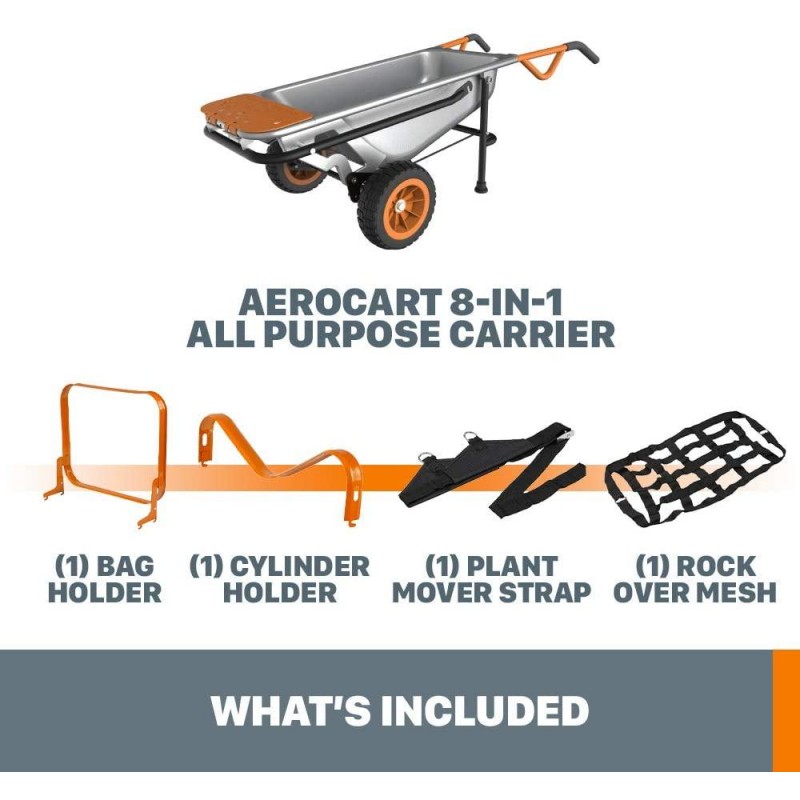 WORX WG050 Aerocart 8-in-1 Yard Cart / Wheelbarrow / Dolly