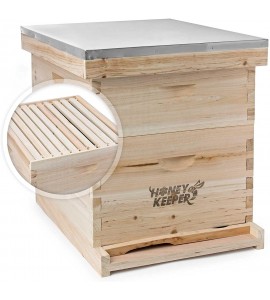 Honey Keeper Beehive 20 Frame Complete Box Kit (10 Deep and 10 Medium) with Metal Roof for Langstroth Beekeeping