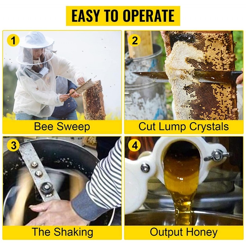 2 3 4 Frame Honey Extractor Electric Stainless Steel Honeycomb Spinner Crank Honey Centrifuge Beekeeping Equipment Stable (Color : 1, Size : 3 Frames)