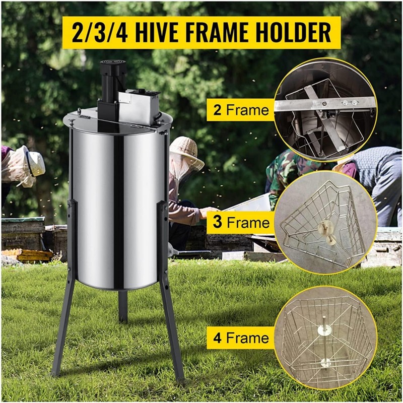 2 3 4 Frame Honey Extractor Electric Stainless Steel Honeycomb Spinner Crank Honey Centrifuge Beekeeping Equipment Stable (Color : 1, Size : 3 Frames)
