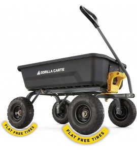 Gorilla Carts 4GCG-NF 4 Cu. Ft. Poly Garden Dump Cart with No-Flat Tires, Black ( Exclusive) Gorilla Carts 4GCG-NF 4 Cu. Ft. Poly Garden Dump Cart with No-Flat Tires, Black ( Exclusive)